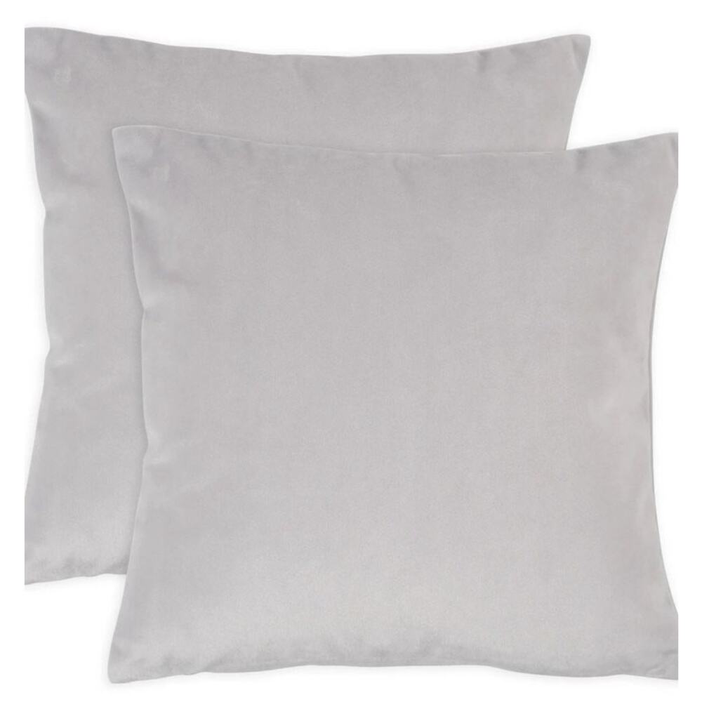KAF HOME SQUARE VELVET PILLOW COVER SET OF 2 16X16 INCHES GRAY NWT